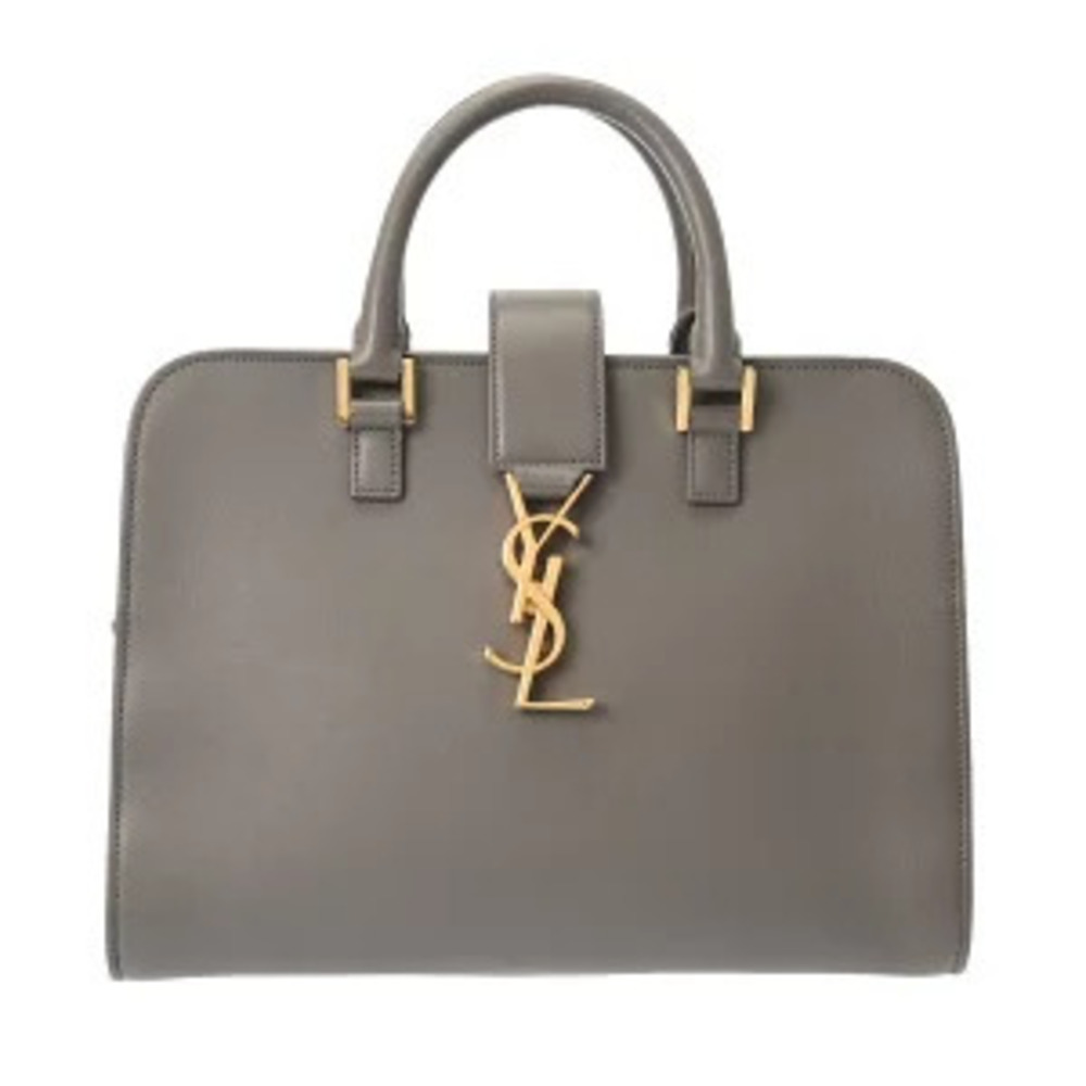 Saint Laurent Baby Cabas Bag Gray Grained Calf Leather Handbag